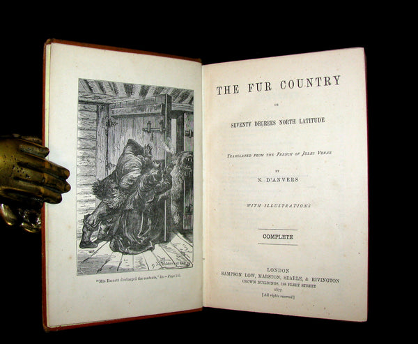 1877 Rare Victorian Book - JULES VERNE - The FUR COUNTRY or Seventy Degrees North Latitude.