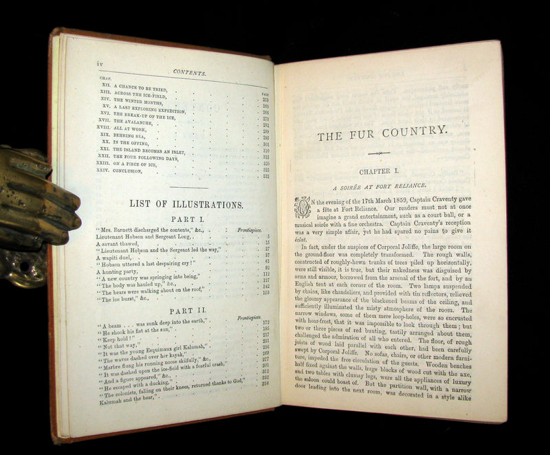 1877 Rare Victorian Book - JULES VERNE - The FUR COUNTRY or Seventy Degrees North Latitude.