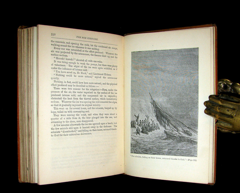 1877 Rare Victorian Book - JULES VERNE - The FUR COUNTRY or Seventy Degrees North Latitude.