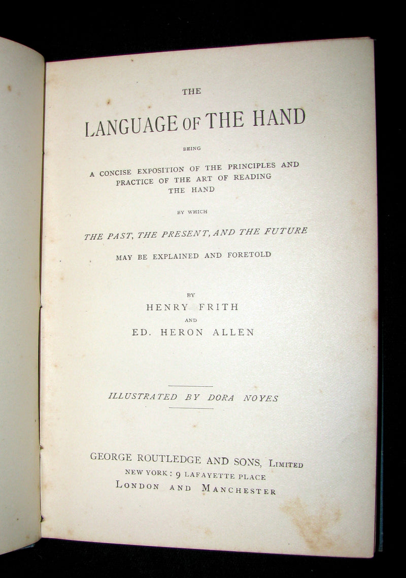 1890 Scarce Chiromancy Book - The Language of the Hand -The Art of Reading the Hand by Henry Frith.
