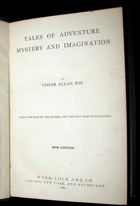 1891 Rare Book - Edgar Allan POE Tales of Adventure, Mystery and Imagination.