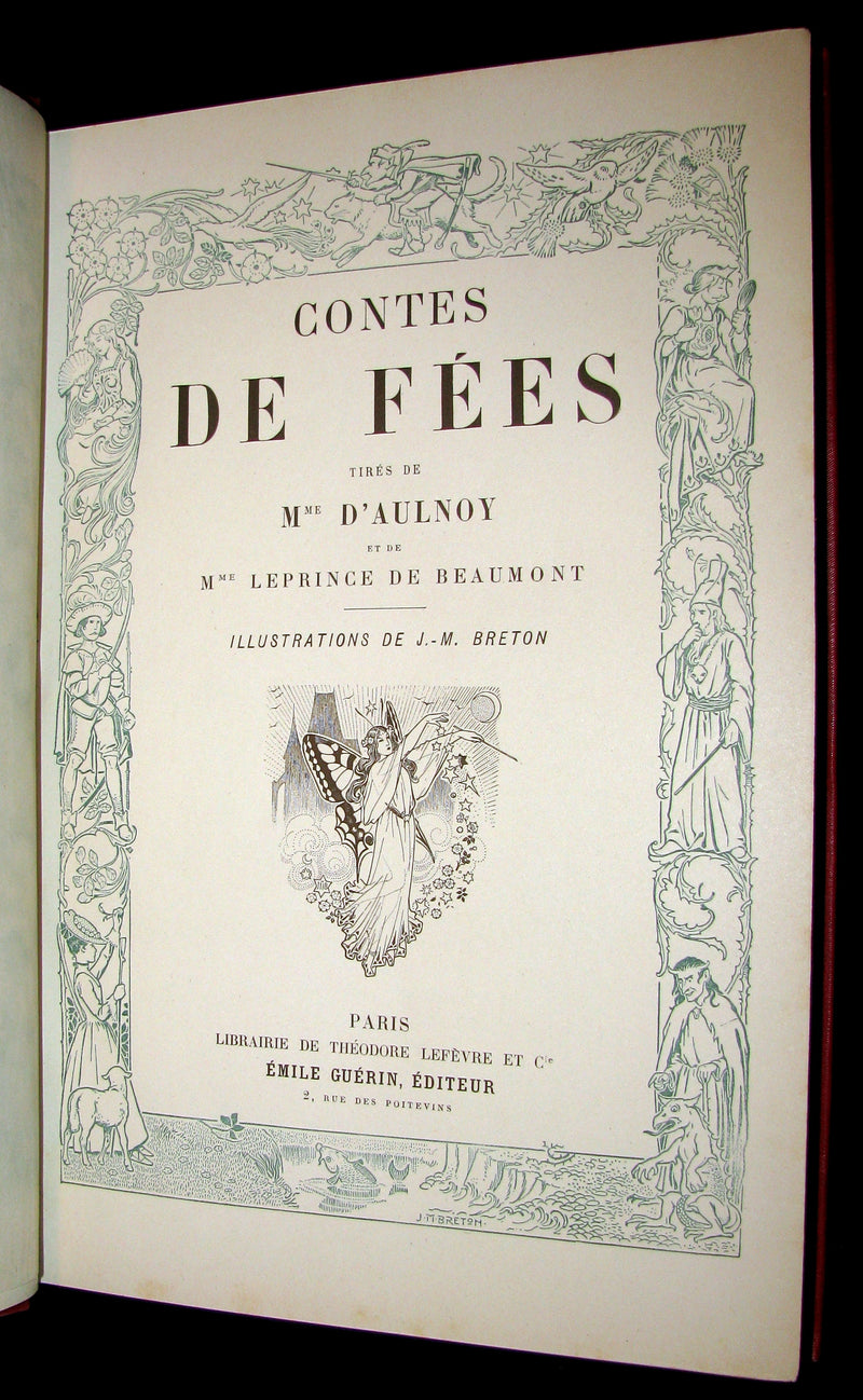 1885 Scarce French Book - CONTES DE FÉES - Fairy Tales by The Countess d`Aulnoy and Ms Leprince de Beaumont.