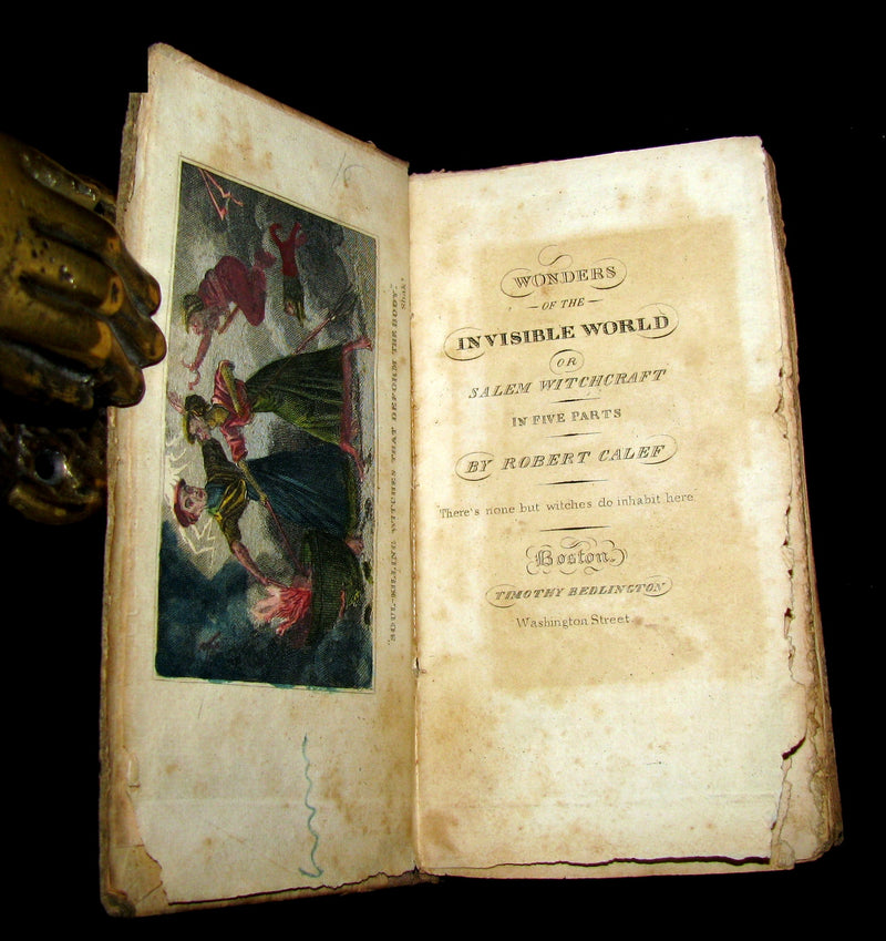 1828 Scarce Book - SALEM WITCHCRAFT - Wonders of the Invisible World by Robert Calef.