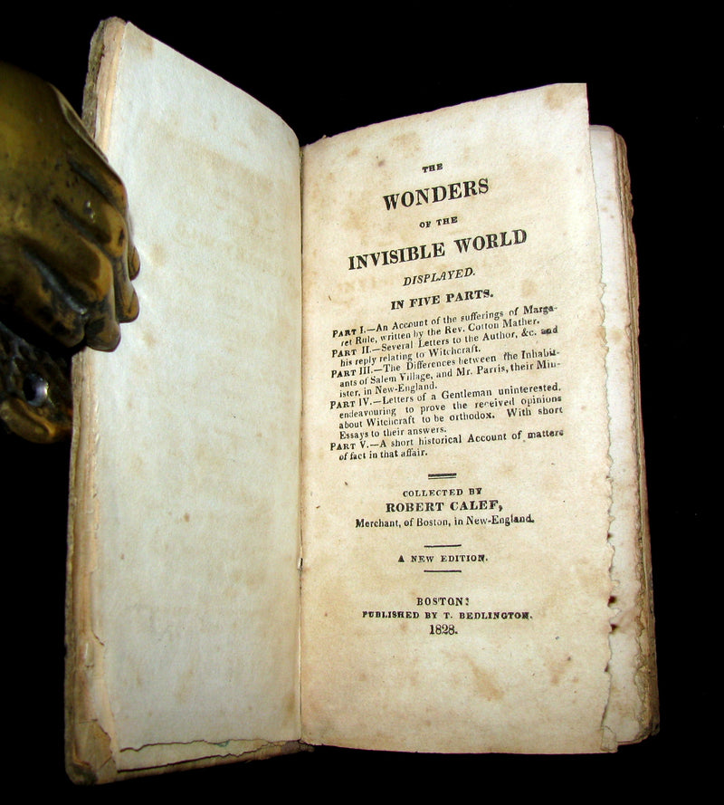 1828 Scarce Book - SALEM WITCHCRAFT - Wonders of the Invisible World by Robert Calef.