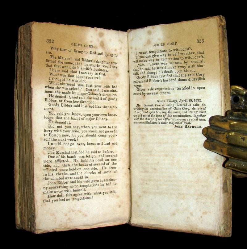 1828 Scarce Book - SALEM WITCHCRAFT - Wonders of the Invisible World by Robert Calef.