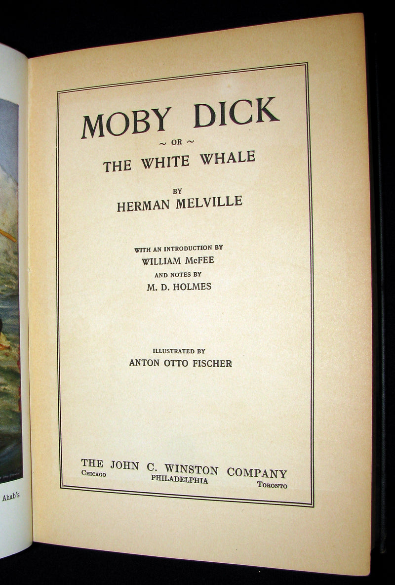 1931 Rare Book - Moby Dick or The White Whale by Herman Melville, illustrated by Anton Otto Fischer.