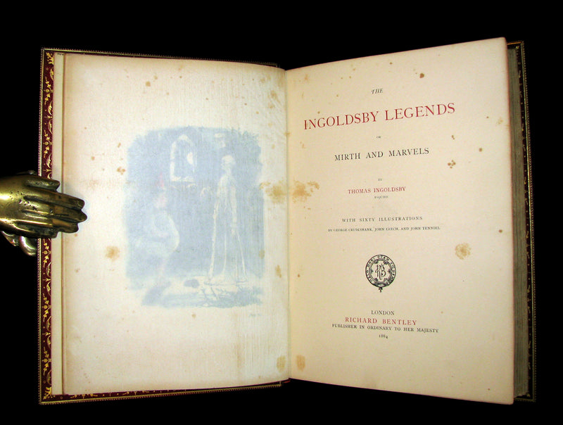 1864 Beautiful Tout Binding - INGOLDSBY LEGENDS, COLOR Illustrated by Cruikshank, Leech and Tenniel.