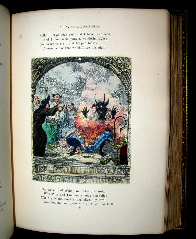 1864 Beautiful Tout Binding - INGOLDSBY LEGENDS, COLOR Illustrated by Cruikshank, Leech and Tenniel.