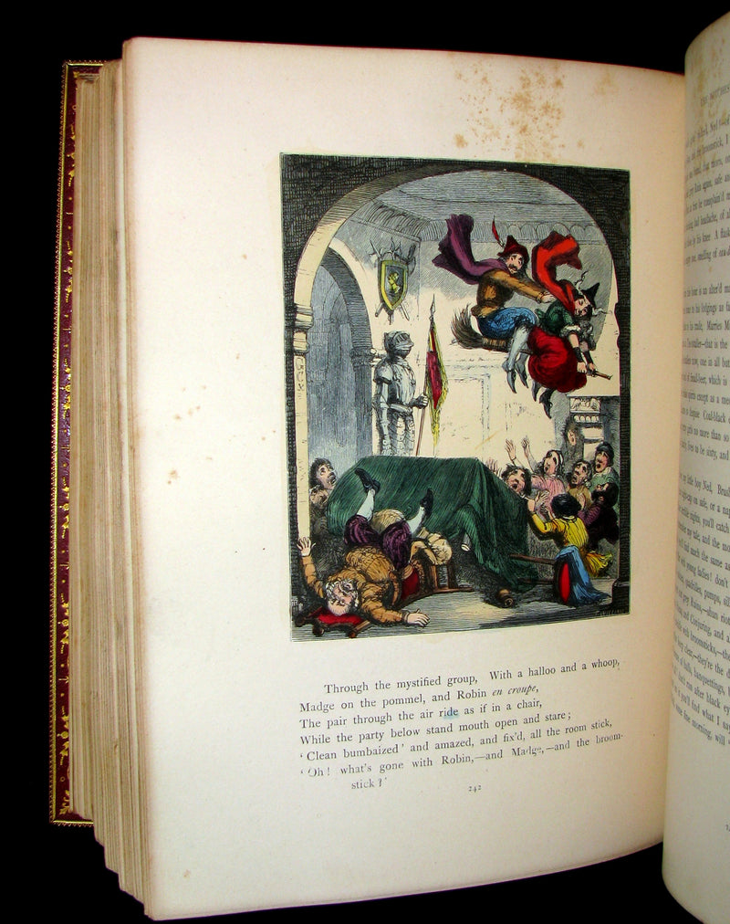 1864 Beautiful Tout Binding - INGOLDSBY LEGENDS, COLOR Illustrated by Cruikshank, Leech and Tenniel.