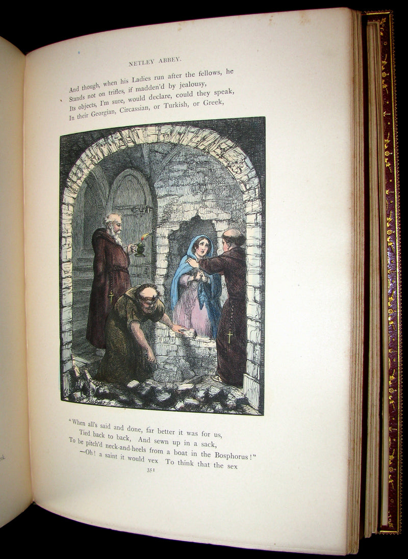 1864 Beautiful Tout Binding - INGOLDSBY LEGENDS, COLOR Illustrated by Cruikshank, Leech and Tenniel.