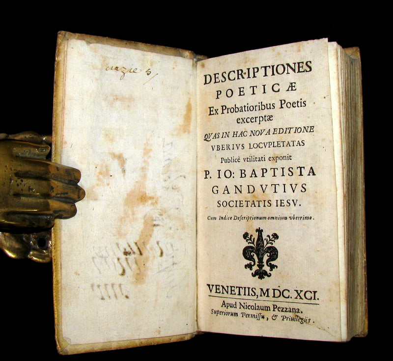 1691 Rare Latin Vellum Book - DESCRIPTIONES POETICAE - Dragon, Hydra, Chaos, etc.