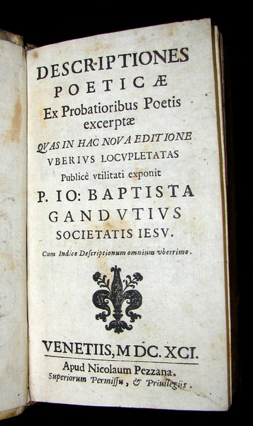 1691 Rare Latin Vellum Book - DESCRIPTIONES POETICAE - Dragon, Hydra, Chaos, etc.