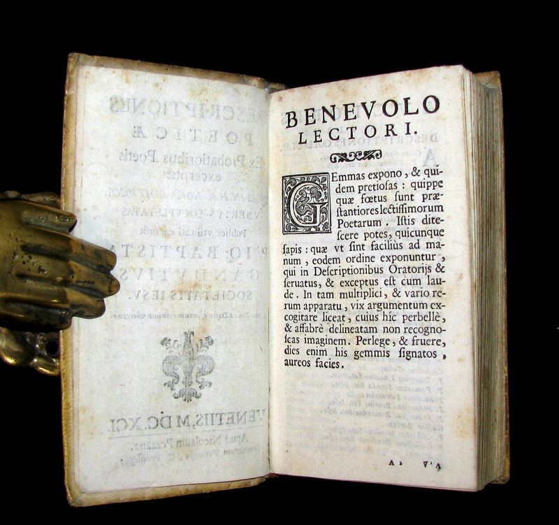 1691 Rare Latin Vellum Book - DESCRIPTIONES POETICAE - Dragon, Hydra, Chaos, etc.