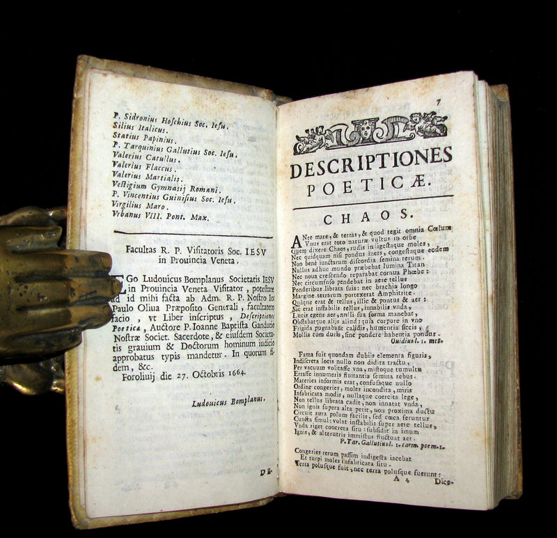 1691 Rare Latin Vellum Book - DESCRIPTIONES POETICAE - Dragon, Hydra, Chaos, etc.