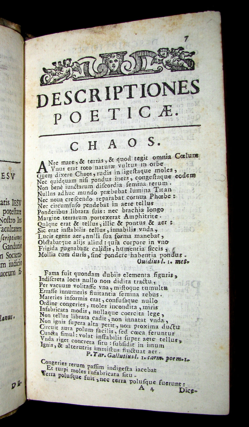 1691 Rare Latin Vellum Book - DESCRIPTIONES POETICAE - Dragon, Hydra, Chaos, etc.