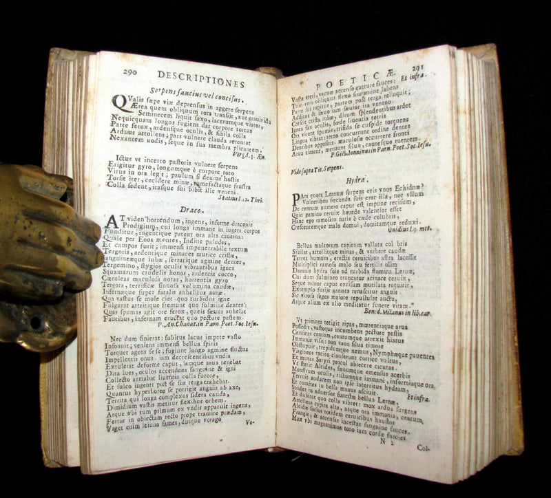 1691 Rare Latin Vellum Book - DESCRIPTIONES POETICAE - Dragon, Hydra, Chaos, etc.