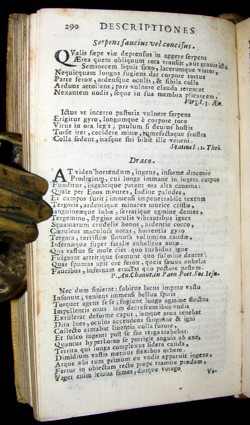 1691 Rare Latin Vellum Book - DESCRIPTIONES POETICAE - Dragon, Hydra, Chaos, etc.