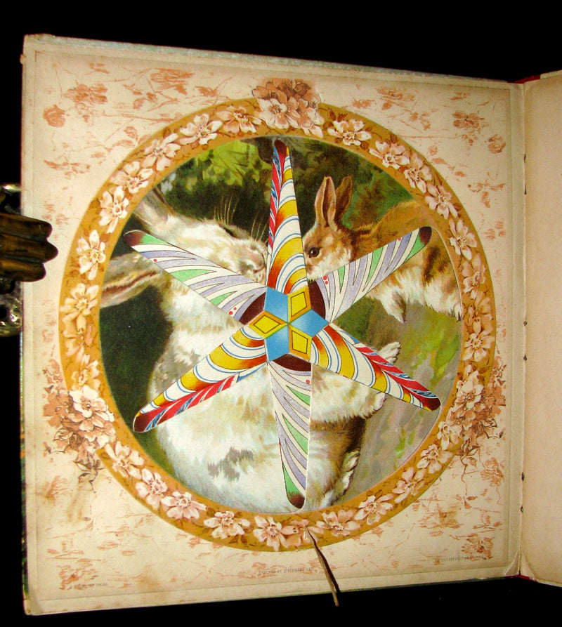 1899 Scarce Nister Revolving Toy Book - WONDERLAND PICTURES - 6 chromolithographed volvelles.