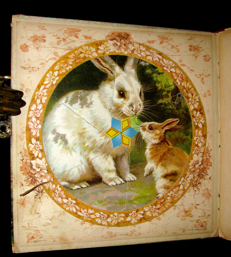 1899 Scarce Nister Revolving Toy Book - WONDERLAND PICTURES - 6 chromolithographed volvelles.
