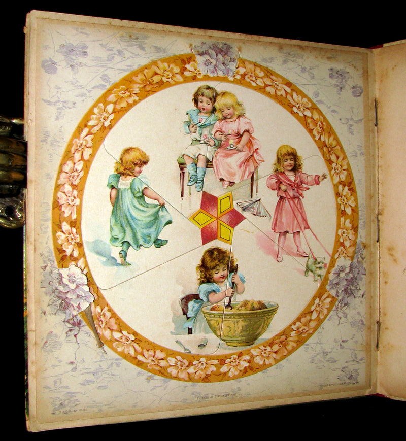 1899 Scarce Nister Revolving Toy Book - WONDERLAND PICTURES - 6 chromolithographed volvelles.