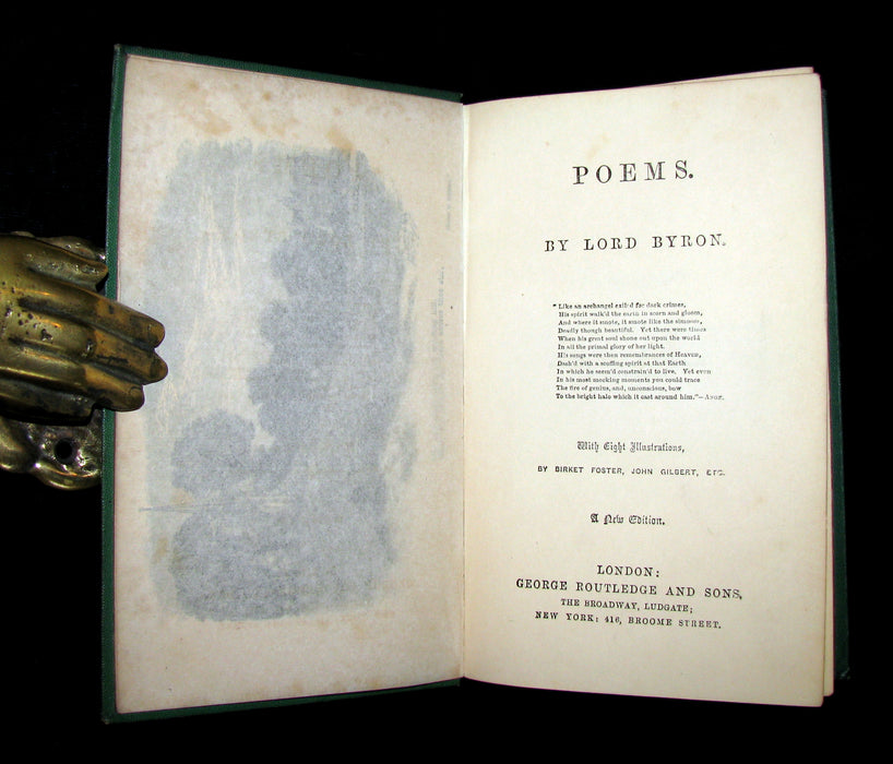 1870 Rare Victorian Book - Poems by Lord Byron illustrated by Foster & Gilbert.