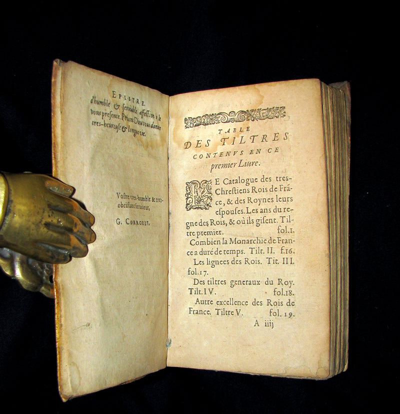 1619 Rare French Book - Treasure of the Stories of France - Le Thresor des histoires de France by Corrozet.
