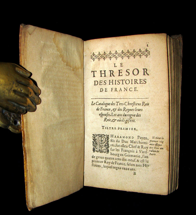 1619 Rare French Book - Treasure of the Stories of France - Le Thresor des histoires de France by Corrozet.