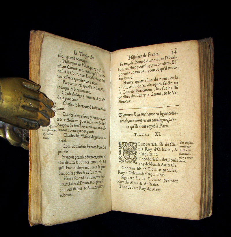 1619 Rare French Book - Treasure of the Stories of France - Le Thresor des histoires de France by Corrozet.