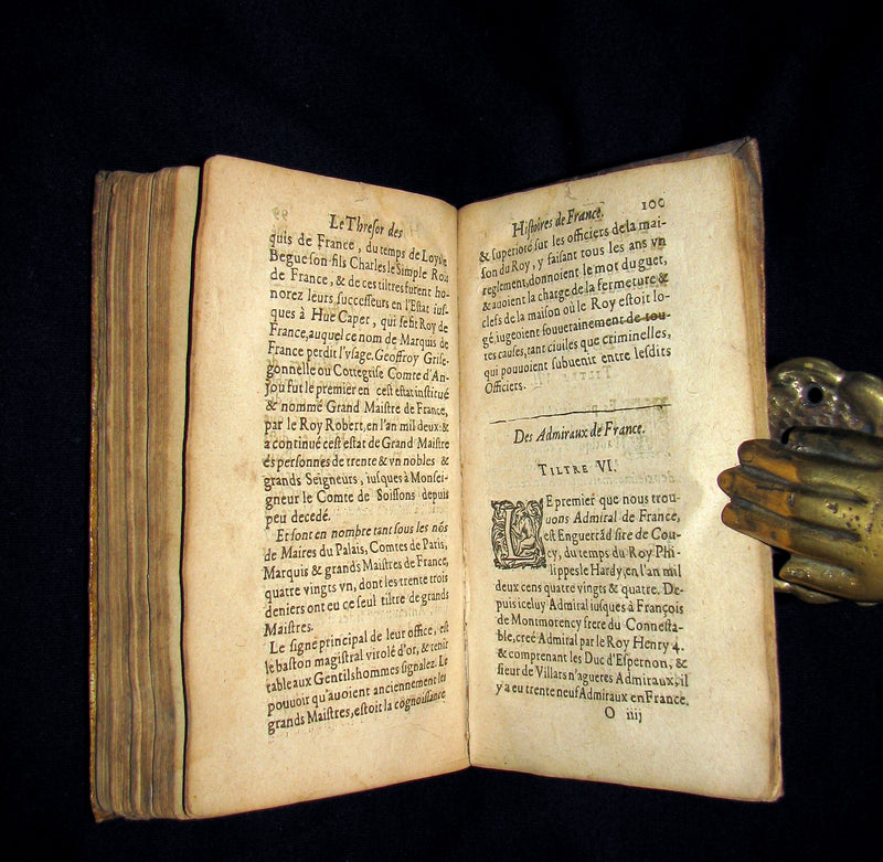 1619 Rare French Book - Treasure of the Stories of France - Le Thresor des histoires de France by Corrozet.