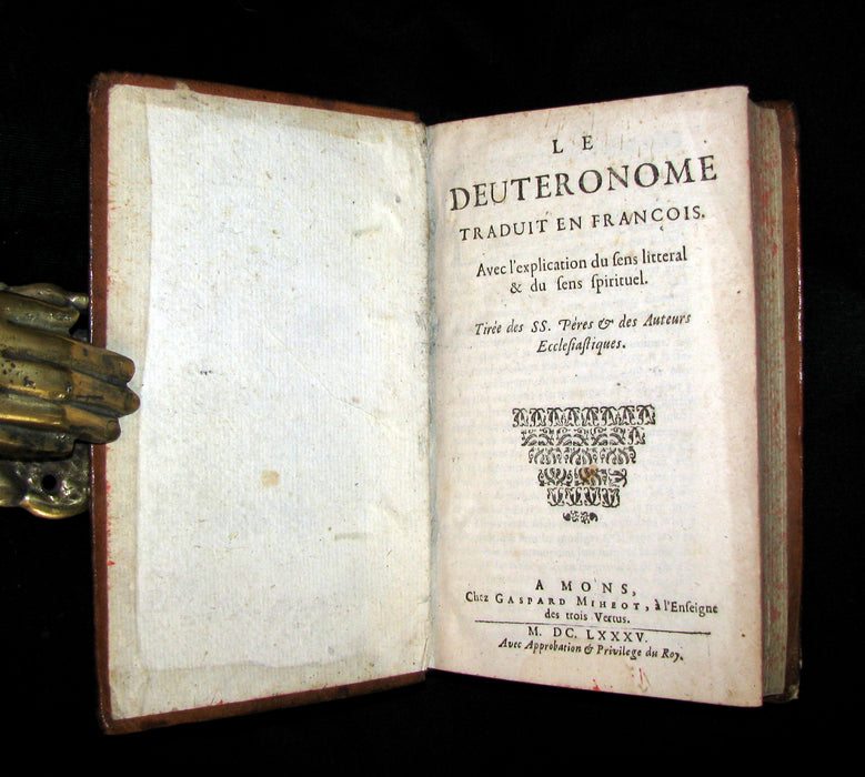 1685 Rare Latin French Book - Book of Deuteronomy - DEUTERONOME. Bible.