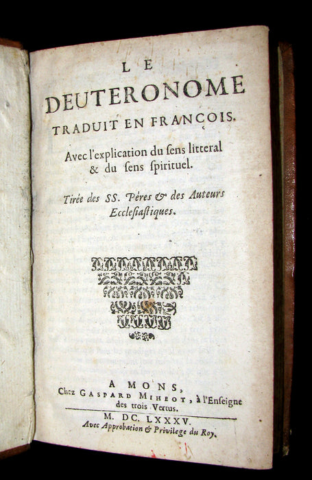 1685 Rare Latin French Book - Book of Deuteronomy - DEUTERONOME. Bible.