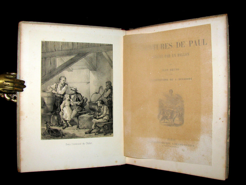 1870 Rare French Ballooning Book - Aventures de Paul enlevé par un ballon - Adventures of Paul Abducted by a Balloon.