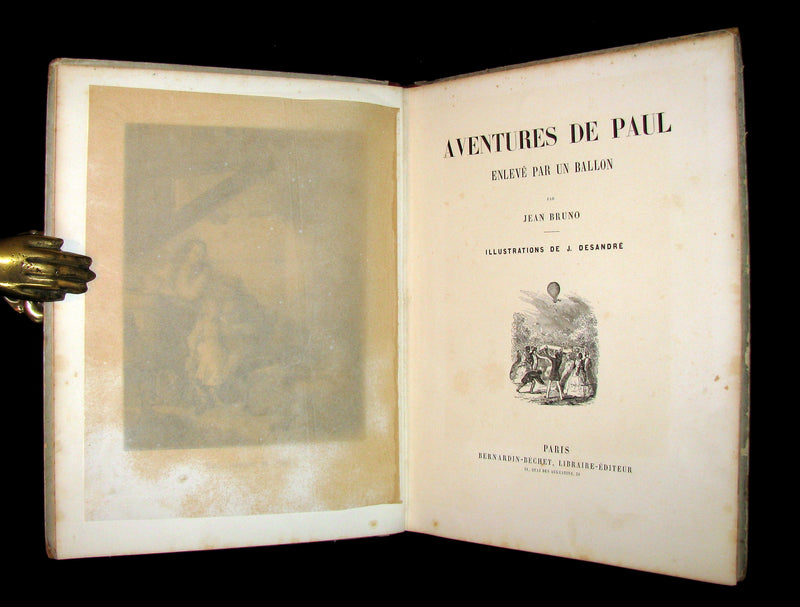 1870 Rare French Ballooning Book - Aventures de Paul enlevé par un ballon - Adventures of Paul Abducted by a Balloon.