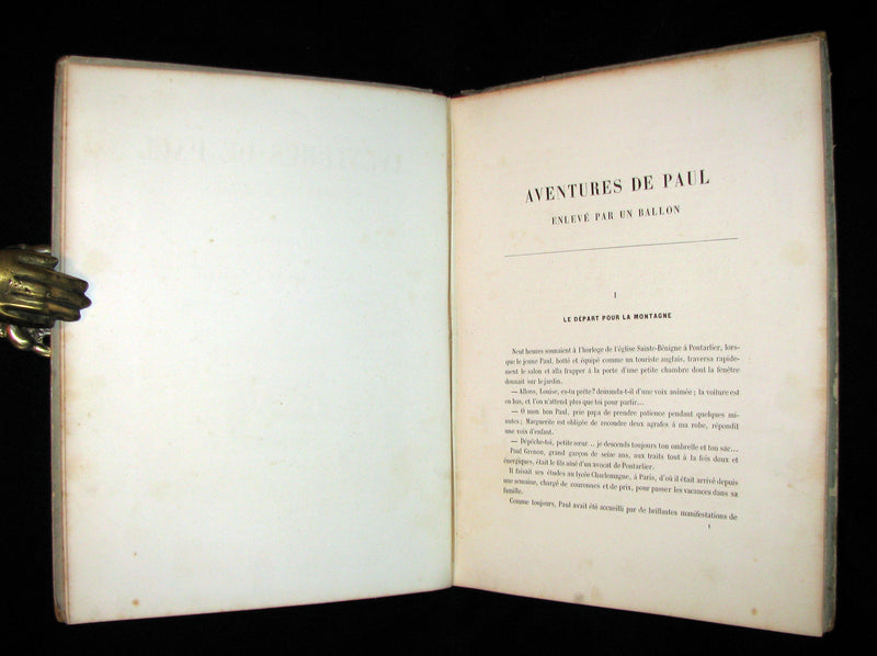 1870 Rare French Ballooning Book - Aventures de Paul enlevé par un ballon - Adventures of Paul Abducted by a Balloon.