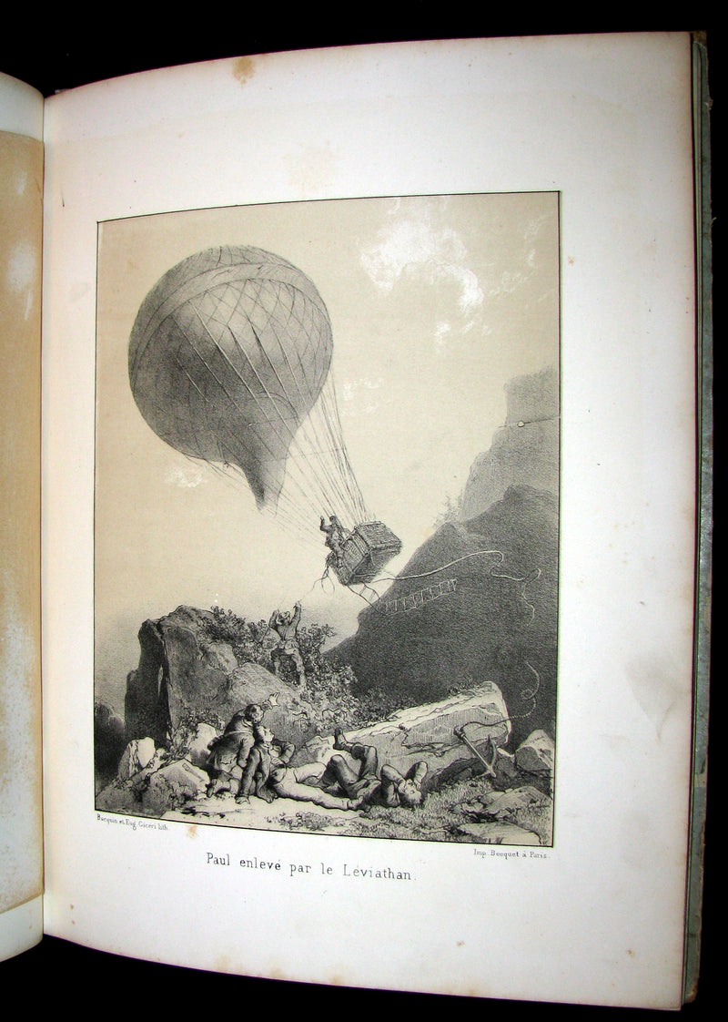 1870 Rare French Ballooning Book - Aventures de Paul enlevé par un ballon - Adventures of Paul Abducted by a Balloon.