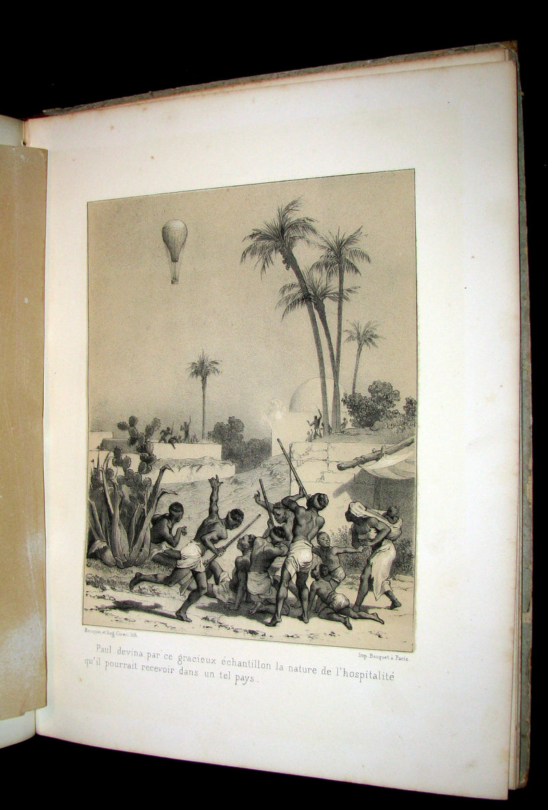 1870 Rare French Ballooning Book - Aventures de Paul enlevé par un ballon - Adventures of Paul Abducted by a Balloon.