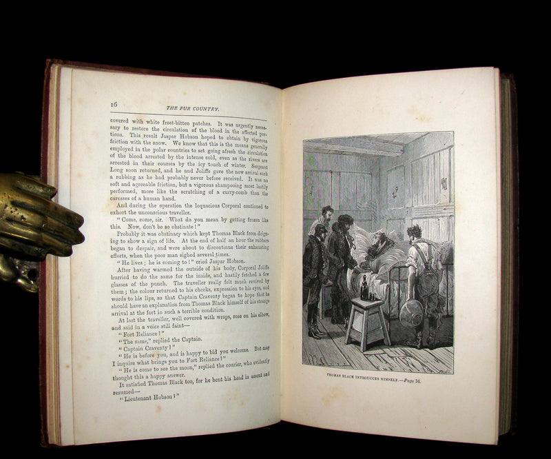 1874 Rare Victorian Book - JULES VERNE - The FUR COUNTRY or Seventy Degrees North Latitude. 4th Edition.