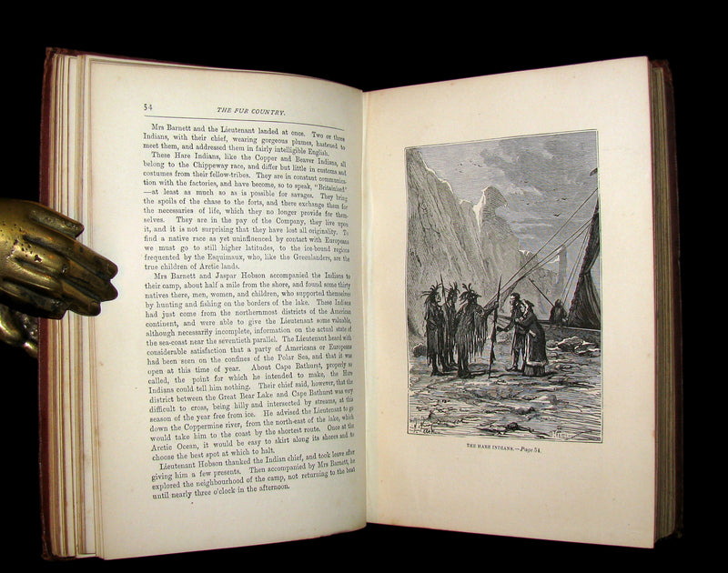 1874 Rare Victorian Book - JULES VERNE - The FUR COUNTRY or Seventy Degrees North Latitude. 4th Edition.