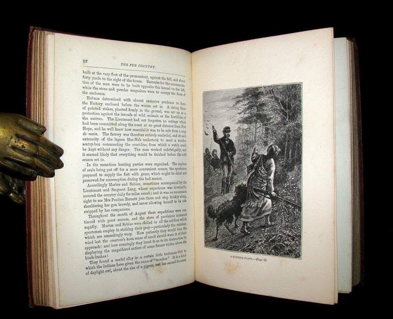1874 Rare Victorian Book - JULES VERNE - The FUR COUNTRY or Seventy Degrees North Latitude. 4th Edition.