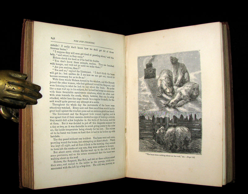 1874 Rare Victorian Book - JULES VERNE - The FUR COUNTRY or Seventy Degrees North Latitude. 4th Edition.