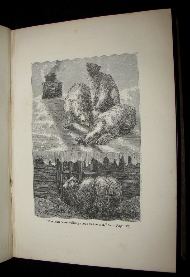 1874 Rare Victorian Book - JULES VERNE - The FUR COUNTRY or Seventy Degrees North Latitude. 4th Edition.
