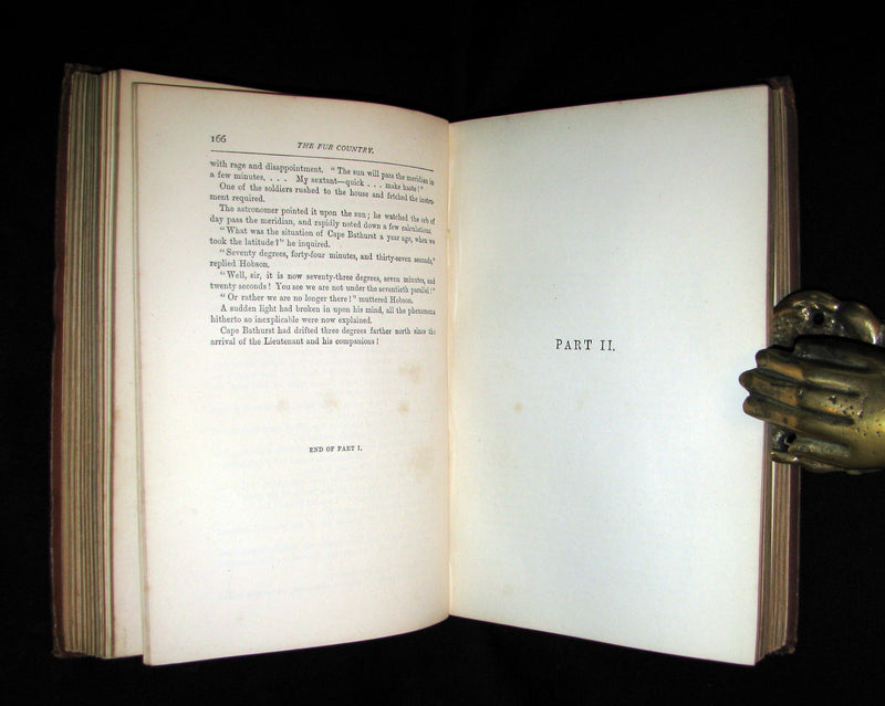 1874 Rare Victorian Book - JULES VERNE - The FUR COUNTRY or Seventy Degrees North Latitude. 4th Edition.