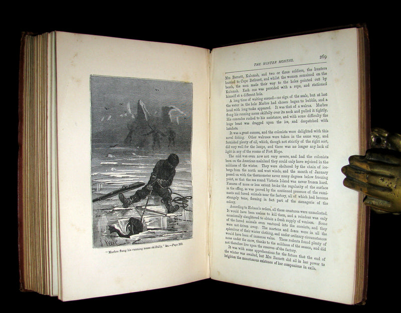 1874 Rare Victorian Book - JULES VERNE - The FUR COUNTRY or Seventy Degrees North Latitude. 4th Edition.