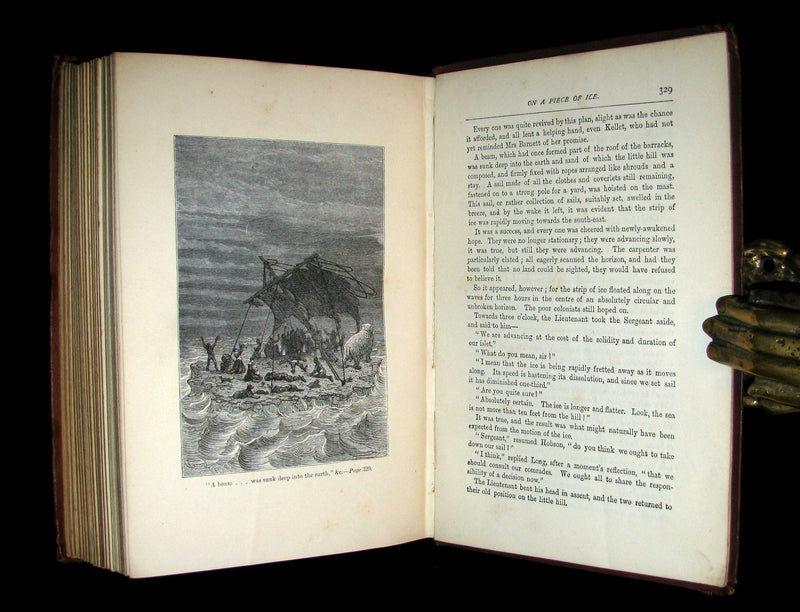 1874 Rare Victorian Book - JULES VERNE - The FUR COUNTRY or Seventy Degrees North Latitude. 4th Edition.