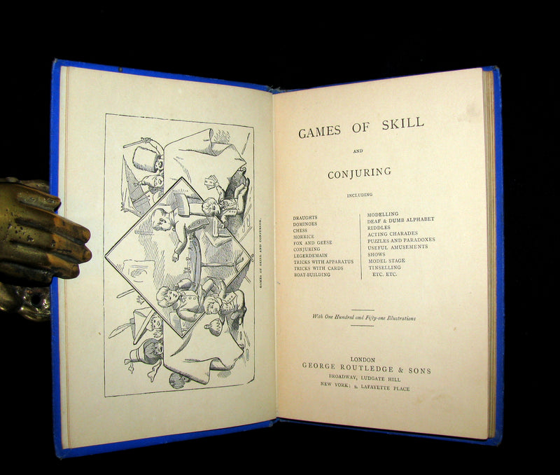 1880 Scarce Book ~ Games of Skill and Conjuring Illustrated (Draughts, Chess, Legerdemain, tricks, etc.).