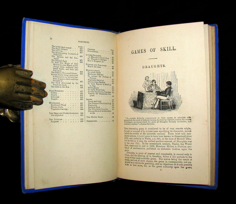 1880 Scarce Book ~ Games of Skill and Conjuring Illustrated (Draughts, Chess, Legerdemain, tricks, etc.).