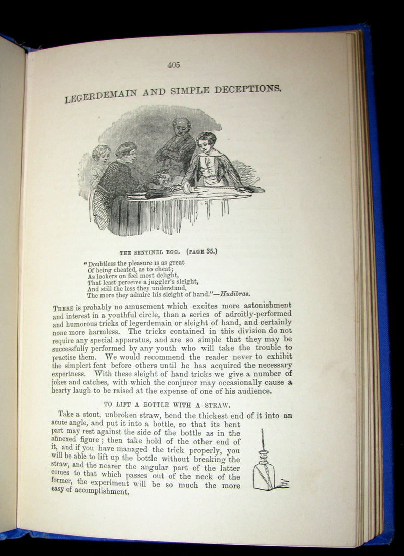 1880 Scarce Book ~ Games of Skill and Conjuring Illustrated (Draughts, Chess, Legerdemain, tricks, etc.).