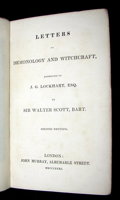 1831 Rare 2nd EDITION - Letters on Demonology & Witchcraft - WITCHES & FAIRIES by Walter Scott.