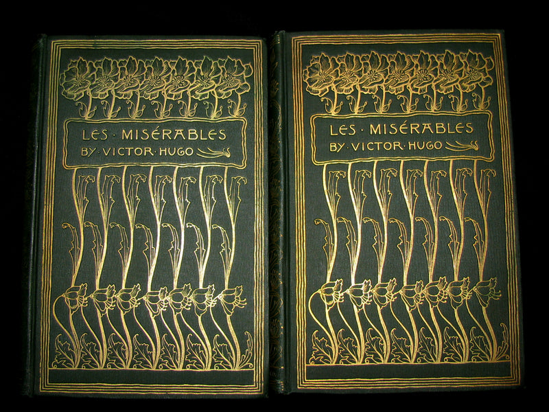 1887 Rare Victorian Book set - LES MISERABLES by Victor Hugo. Illustrated.