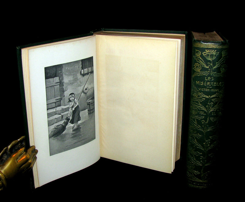 1887 Rare Victorian Book set - LES MISERABLES by Victor Hugo. Illustrated.